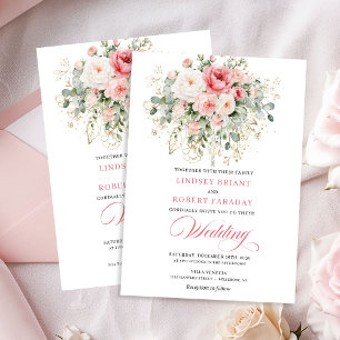 Tuin Boho Blush Rozen Trouw Uitnodiging
