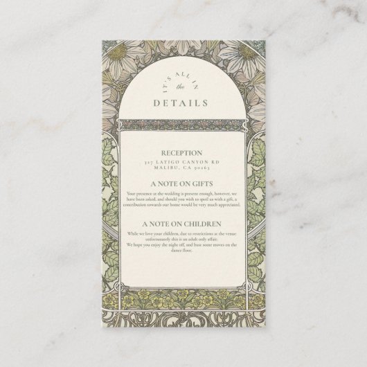 Tuin Boog bruiloft Informatiekaartje (Voorkant)