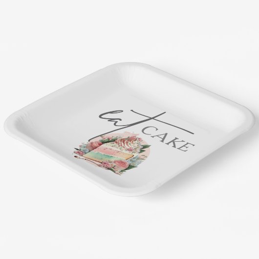 Tuin Bruiloft Eet Taart Papieren Bordje (Gebogen)