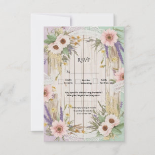 Tuin Bruiloft Landelijke Bloem Sluiers RSVP Kaartje