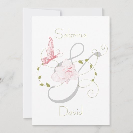 Tuin bruiloft roze lelies bruiloft kaart (Voorkant)