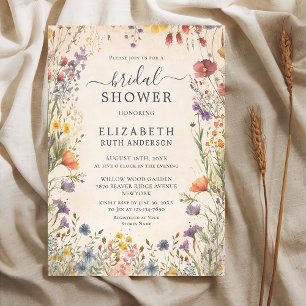 Tuin bruiloftsborrel met vintage wilde bloemen kaart