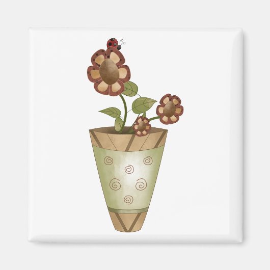 Tuin Collectie · Potbloemen met lieveheersbeestje Magneet (Voorkant)