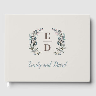 Tuin Crest Eggshell Monogram bruiloft Gastenboek