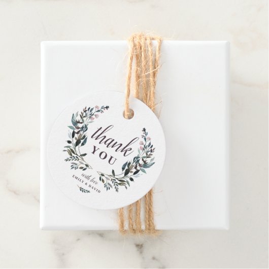 Tuin Crest Rustieke Kraft Bloemen Bruiloft Dank u Bedankjes Labels (In situ)