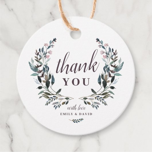 Tuin Crest Rustieke Kraft Bloemen Bruiloft Dank u Bedankjes Labels (Voorkant)