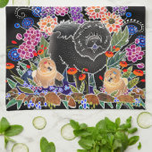 TUIN FEEST chow keukenhanddoek zwarte achtergrond (Gevouwen)