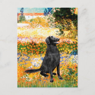Tuin - Flat Coated Retriever Briefkaart