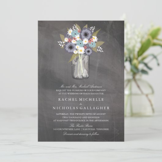 tuin Floral Mason | Bruiloft Kaart (Staand voorkant)