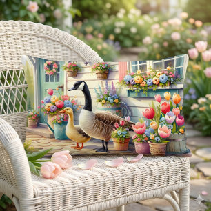 Tuin Ganzen Lente Illustratie Cottage Kussen