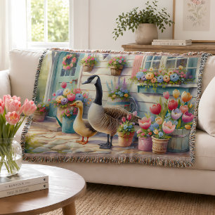 Tuin Ganzen Lente Illustratie Deken