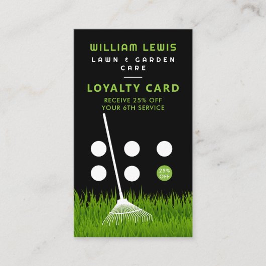Tuin gazon zorg moderne gras hark loyaliteit visitekaartje (Voorkant)