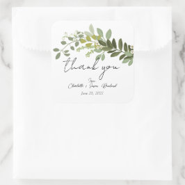 Tuin gebladerte groen wijnstokken bruiloft dank u vierkante sticker