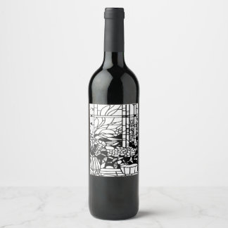 Tuin Glas in Lood Wijn Etiket