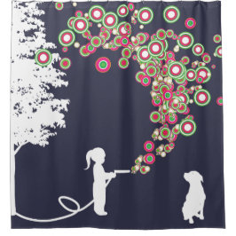 tuin graffiti banksy stijl navy douchegordijn