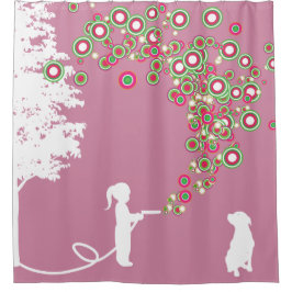 tuin graffiti banksy stijl roze douchegordijn