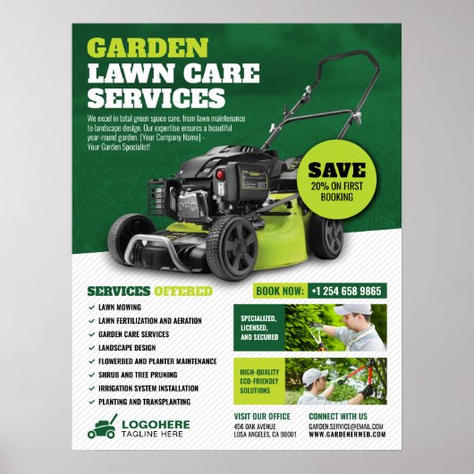Tuin, Grasmaaien, Grasverzorging Poster (Voorkant)