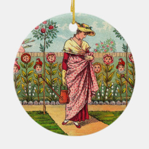Tuin Groei Bloem Vrouw Kunst Antiek Keramisch Ornament