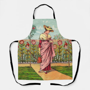 Tuin Groei Bloem Vrouw Kunst Antiek Schort