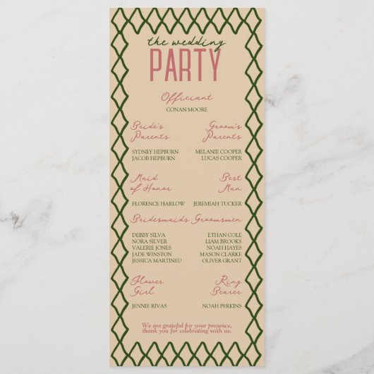 Tuin Groen & Crème Whimsy Trouwdag van Programma (Achterkant)