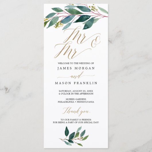 Tuin Groenen Gay Wedding Programma - Mr & Mr. (Voorkant)