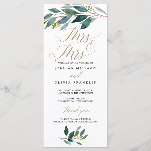 Tuin Groenen Gay Wedding Programma - Mrs & Mrs. (Voorkant)