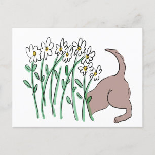 Tuin helper (Hond in de madeliefjes) briefkaart