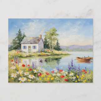Tuin Huis Meer Natuur Landschap Dorp Briefkaart