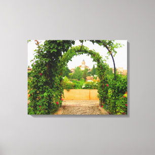 Tuin in het Alhambra, Granada, Spanje - Canvas Afdruk
