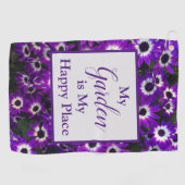 Tuin in mijn Happy Place, heldere Paarse ventilato Golfhanddoek (Horizontaal)