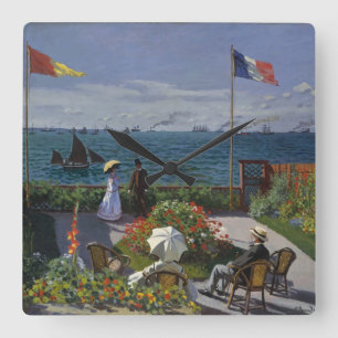 Tuin in Sainte-Adresse door Claude Monet Vierkante Klok