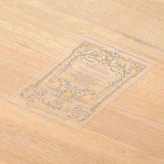 tuin | Kleurrijke elegante doop Acryl Uitnodigingen (Laagn)