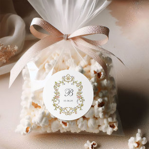  tuin   Kleurrijke Luxe bruiloft Monogram Ronde Sticker