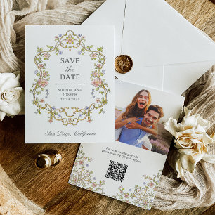  tuin   Kleurrijke Luxe foto en QR-code Save The Date