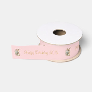 Tuin Konijn Roze Douane Verjaardagslint Grosgrain Lint