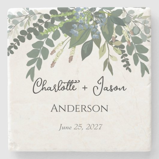 Tuin Loof Natuur Groen Stenen Onderzetter (Voorkant)