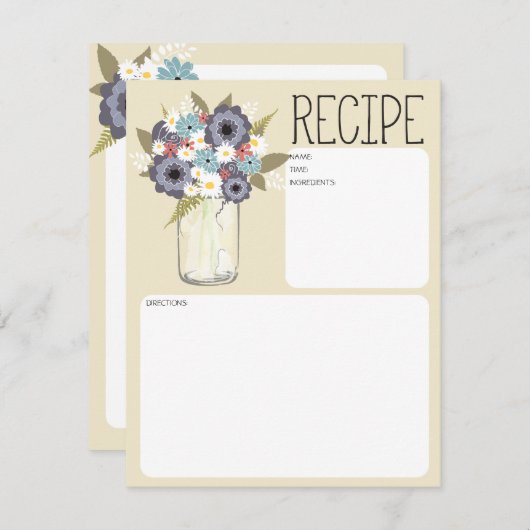 tuin Mason Jar | Recept Kaart (Voorkant / Achterkant)
