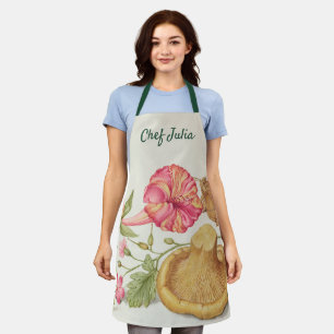 Tuin met bloemen, vlinder en paddestoel schort