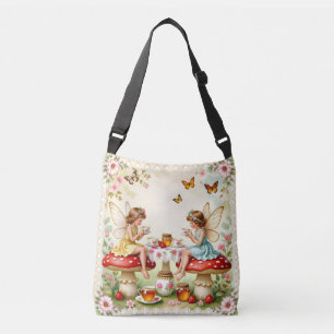 Tuin met vintage bloemenkabouterpicknick crossbody tas