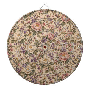 Tuin met vintage botanische rozen en vlinderpatroo dartbord