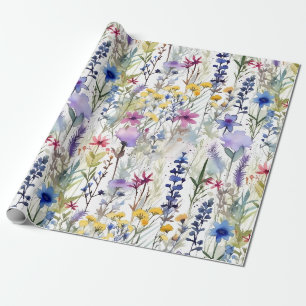 Tuin met wilde bloemen aquarel in zachte zomertint cadeaupapier