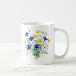 Tuin met wilde bloemen aquarel kunst koffiemok