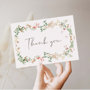 Tuin met wilde bloemen bloemrijke bedankkaart uitnodiging briefkaart