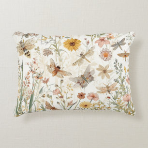 Tuin met wilde bloemen botanische vlinders bloem accent kussen