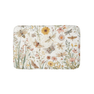 Tuin met wilde bloemen botanische vlinders bloem badmat