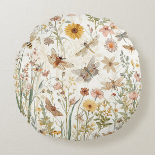 Tuin met wilde bloemen botanische vlinders bloem rond kussen