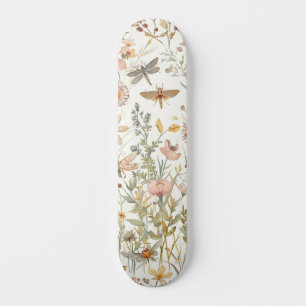Tuin met wilde bloemen botanische vlinders bloem skateboard