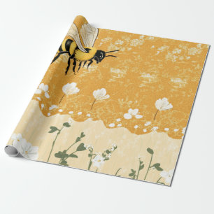 Tuin met wilde bloemen en bijen uit grootmoeders t cadeaupapier