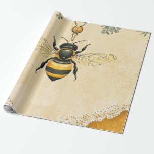 Tuin met wilde bloemen en vintage honingbij (7) cadeaupapier