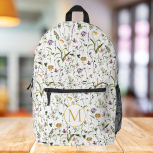 Tuin met wilde bloemen patroon monogram bedrukte rugzak